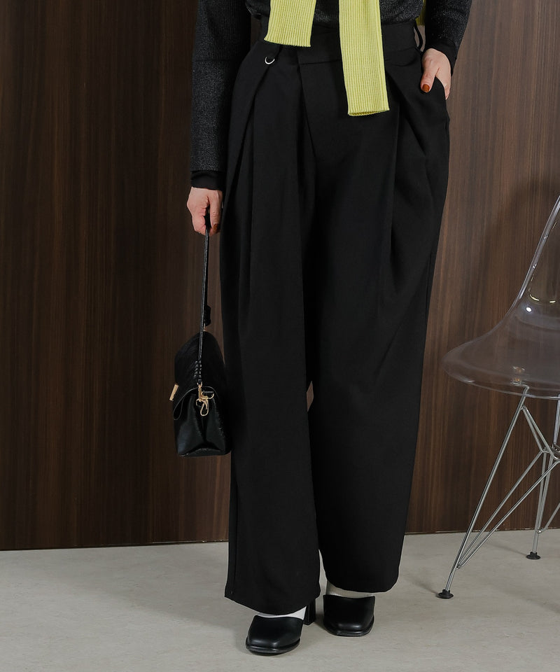 【すっきり細見えの美シルエット】アシメウエストタックパンツ