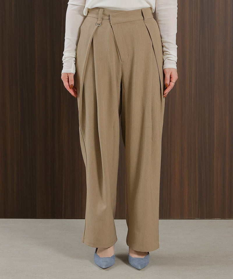 【すっきり細見えの美シルエット】アシメウエストタックパンツ