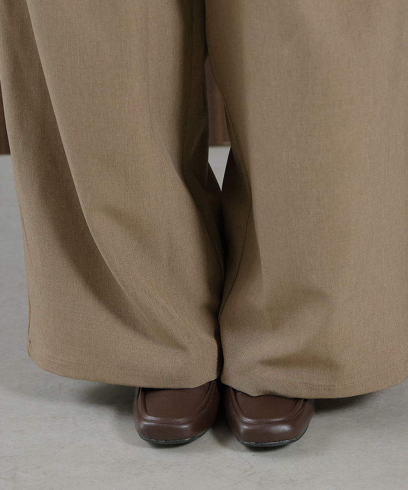 【美シルエットが叶う大人のタックパンツ】ヴィンテージ サテン ベルト タック ワイド パンツ