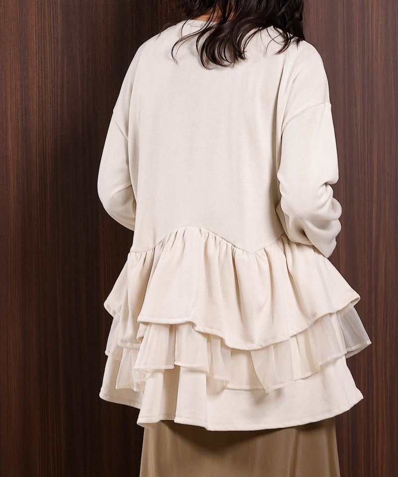 【可愛さとゆるさの絶妙バランス】裏毛 ティアード ペプラム スウェット トップス