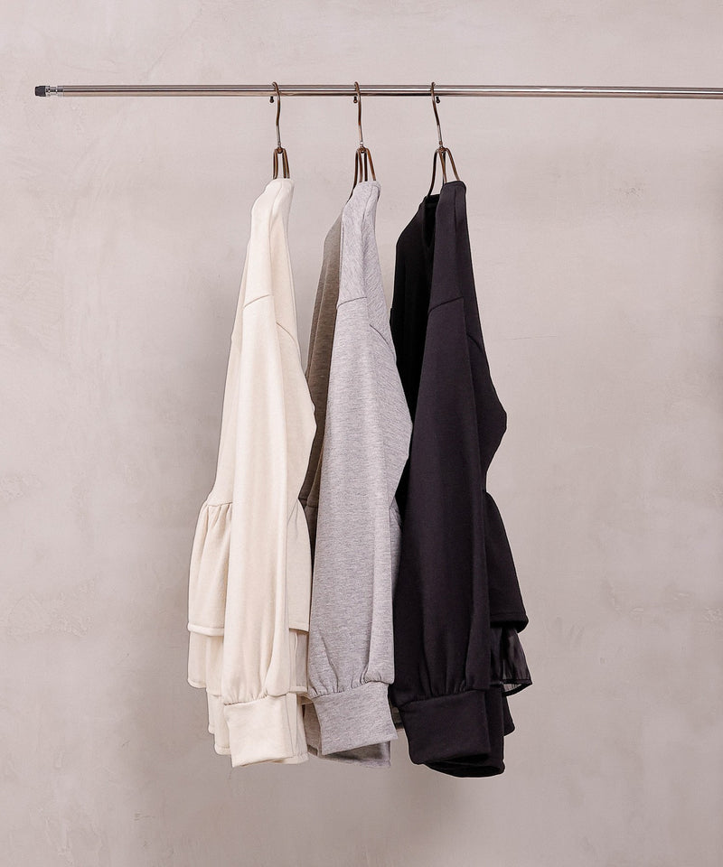 【可愛さとゆるさの絶妙バランス】裏毛 ティアード ペプラム スウェット トップス