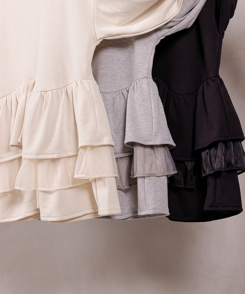 【可愛さとゆるさの絶妙バランス】裏毛 ティアード ペプラム スウェット トップス