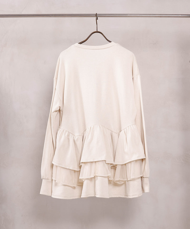 【可愛さとゆるさの絶妙バランス】裏毛 ティアード ペプラム スウェット トップス