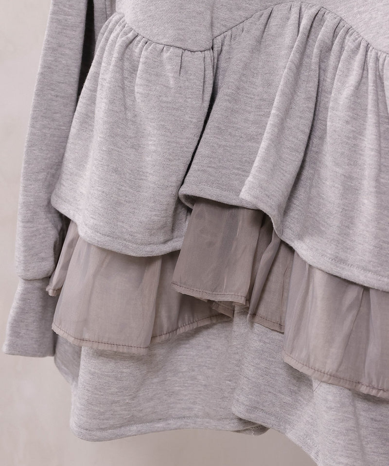 【可愛さとゆるさの絶妙バランス】裏毛 ティアード ペプラム スウェット トップス