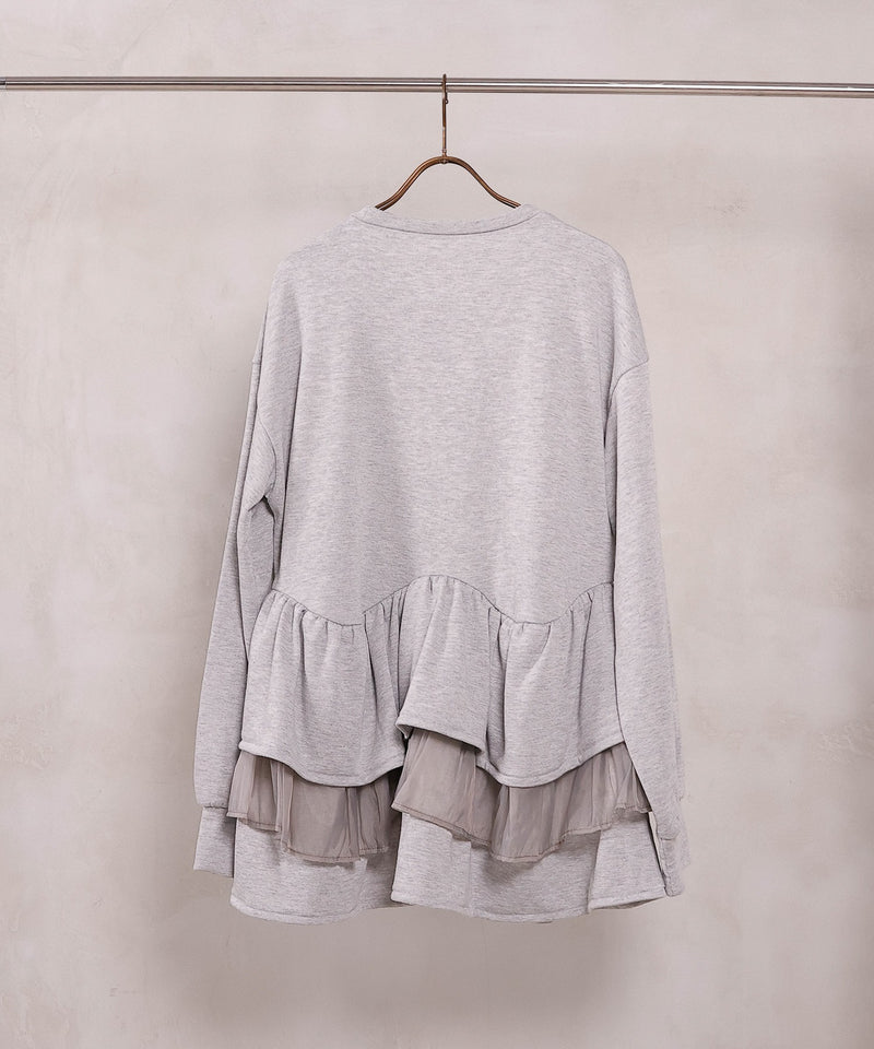 【可愛さとゆるさの絶妙バランス】裏毛 ティアード ペプラム スウェット トップス