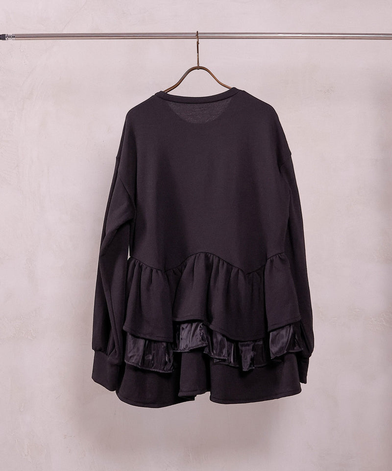 【可愛さとゆるさの絶妙バランス】裏毛 ティアード ペプラム スウェット トップス