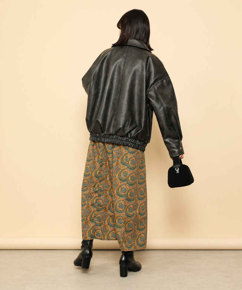 合成皮革 ステンカラー オーバーサイズ ヴィンテージライク ブルゾン