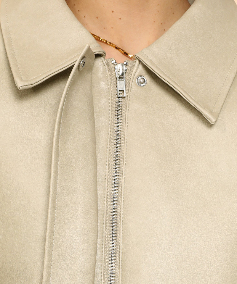 合成皮革 ステンカラー オーバーサイズ ヴィンテージライク ブルゾン