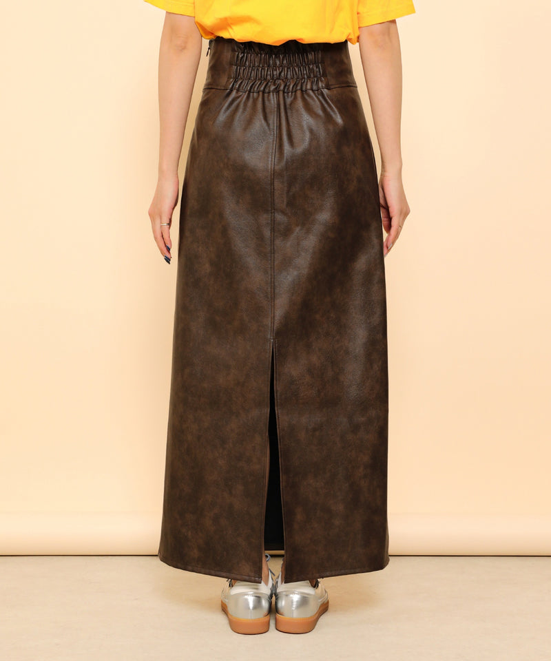 合成皮革 パイピング タイトスカート