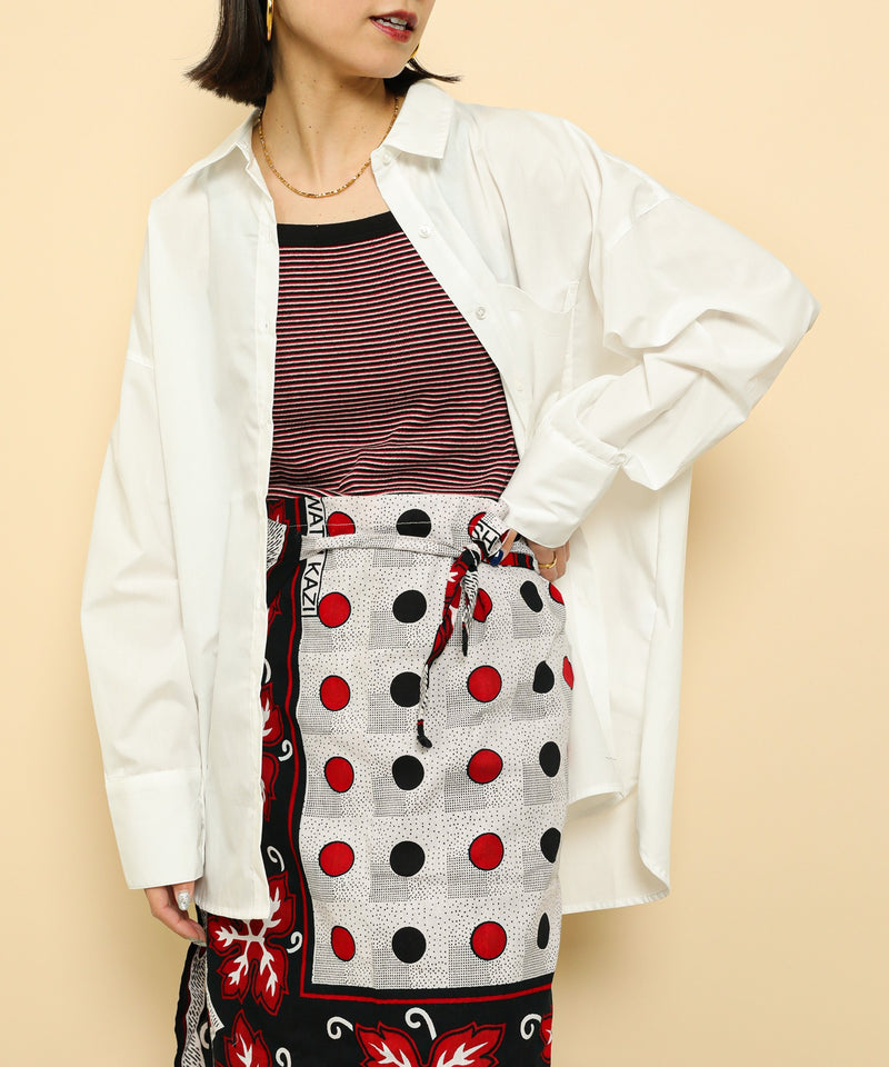 オーバーサイズ ベーシック シャツブラウス ストライプ 無地