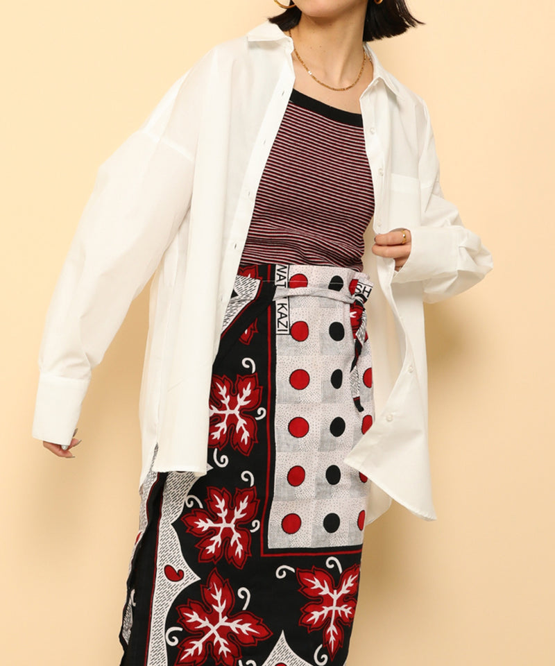 オーバーサイズ ベーシック シャツブラウス ストライプ 無地