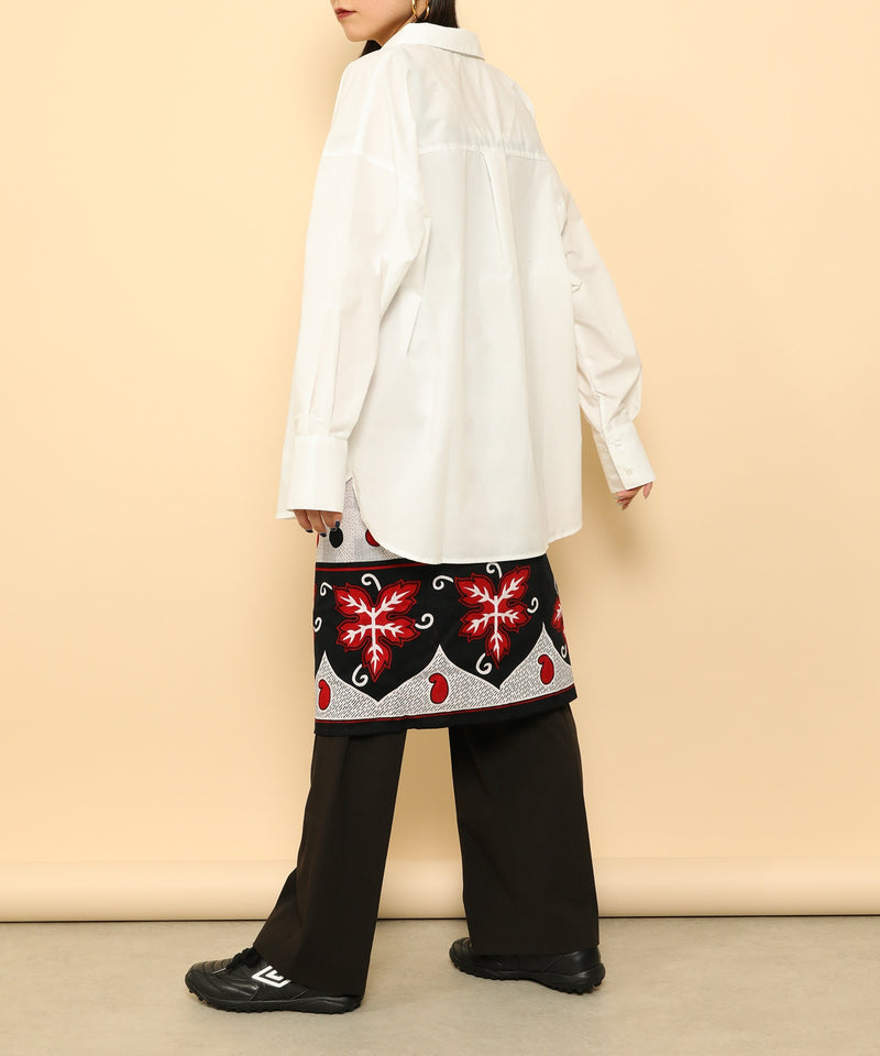 オーバーサイズ ベーシック シャツブラウス ストライプ 無地