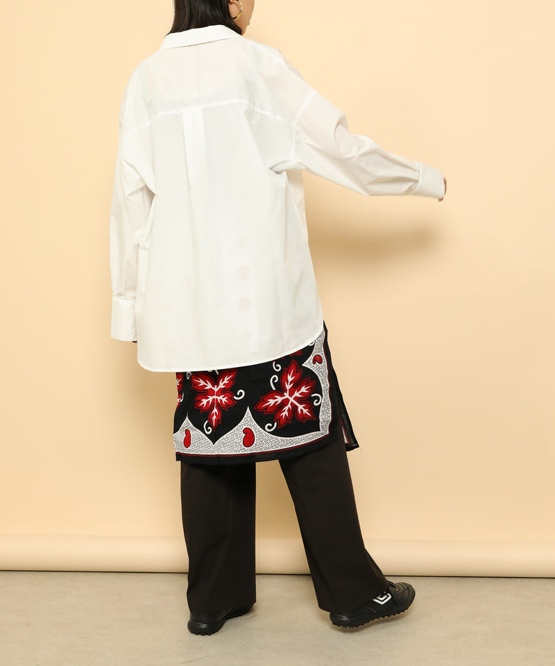 オーバーサイズ ベーシック シャツブラウス ストライプ 無地