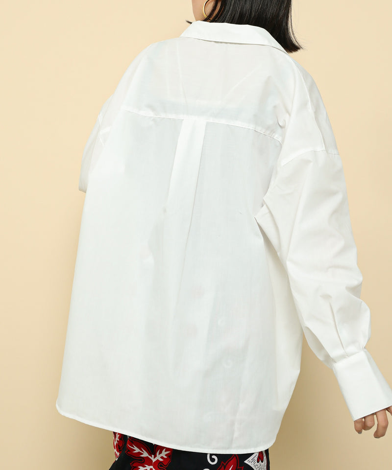 オーバーサイズ ベーシック シャツブラウス ストライプ 無地