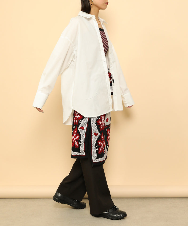 オーバーサイズ ベーシック シャツブラウス ストライプ 無地