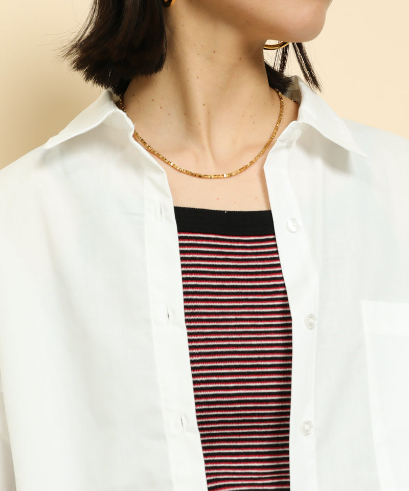 オーバーサイズ ベーシック シャツブラウス ストライプ 無地