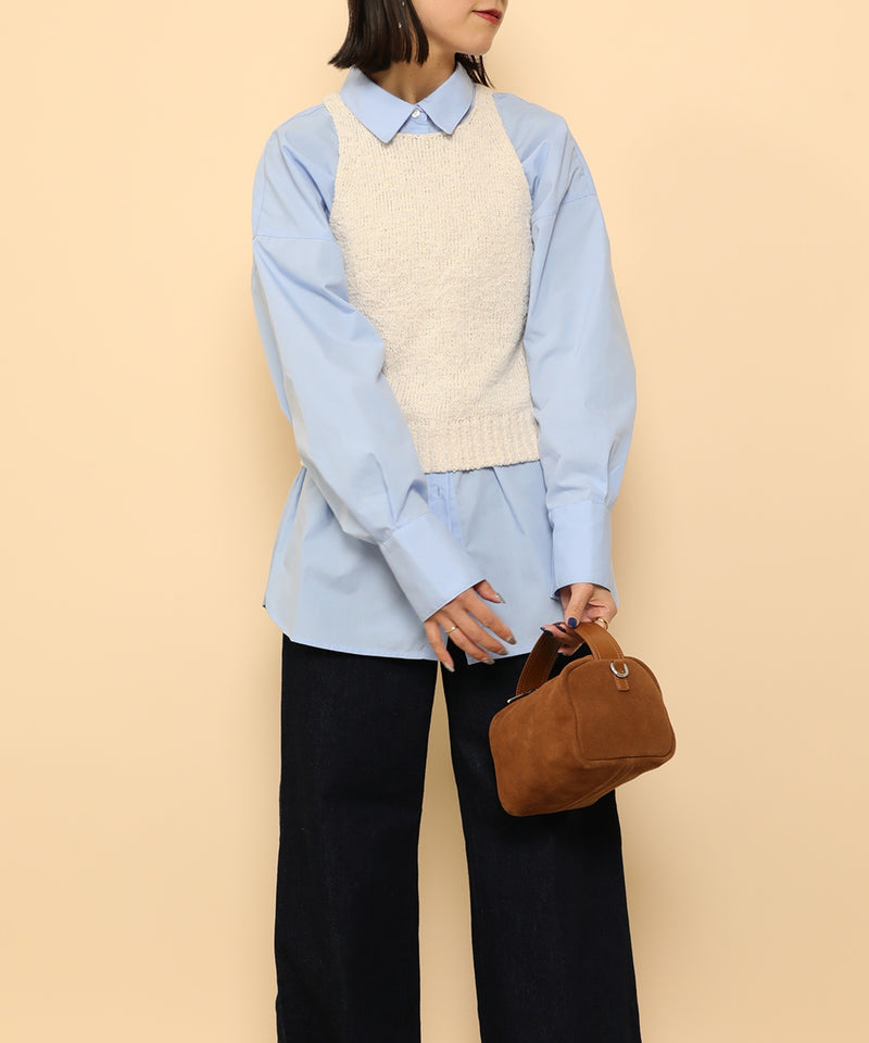 オーバーサイズ ベーシック シャツブラウス ストライプ 無地