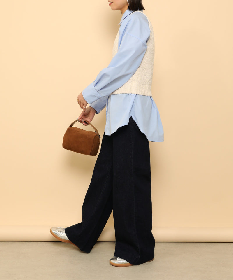 オーバーサイズ ベーシック シャツブラウス ストライプ 無地