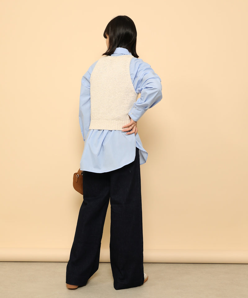 オーバーサイズ ベーシック シャツブラウス ストライプ 無地