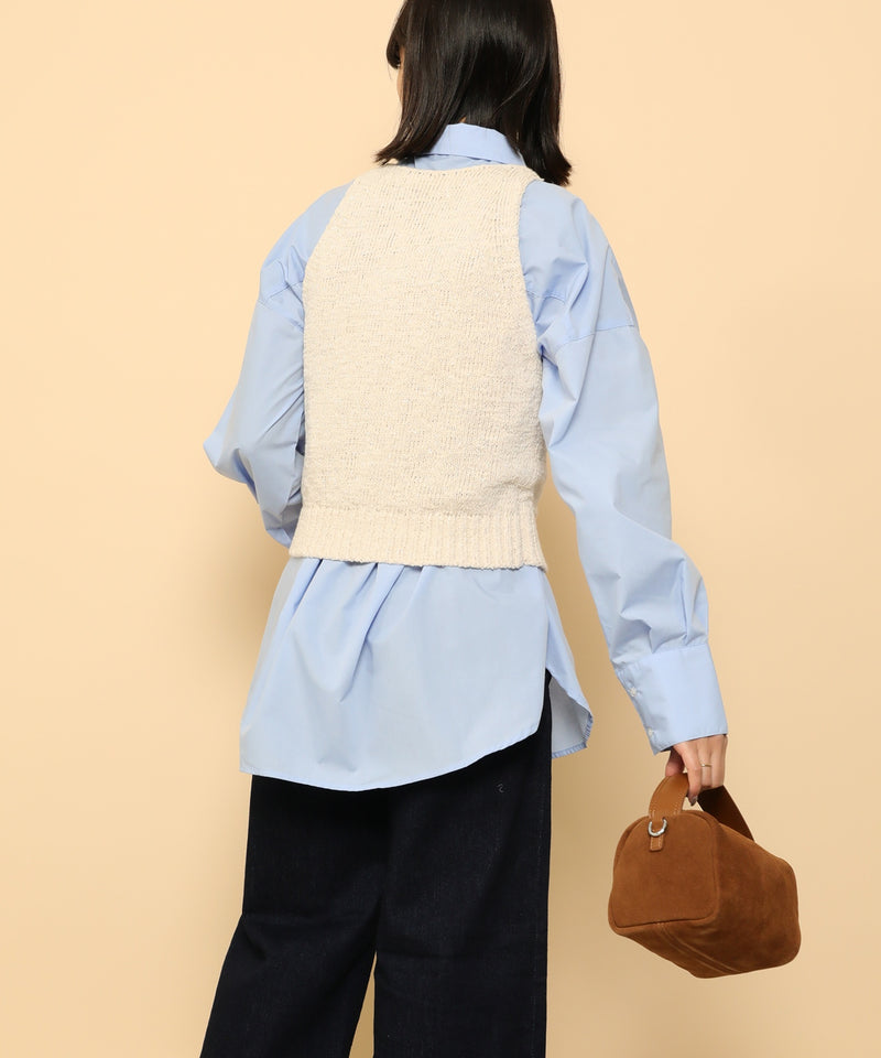 オーバーサイズ ベーシック シャツブラウス ストライプ 無地