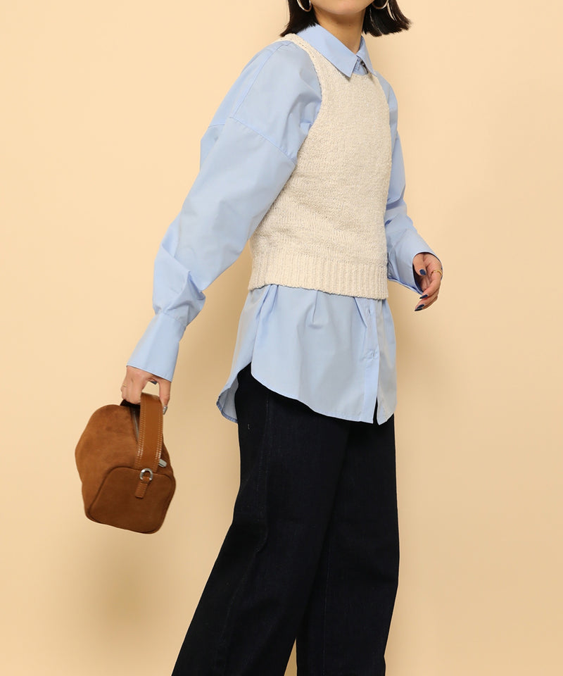 オーバーサイズ ベーシック シャツブラウス ストライプ 無地