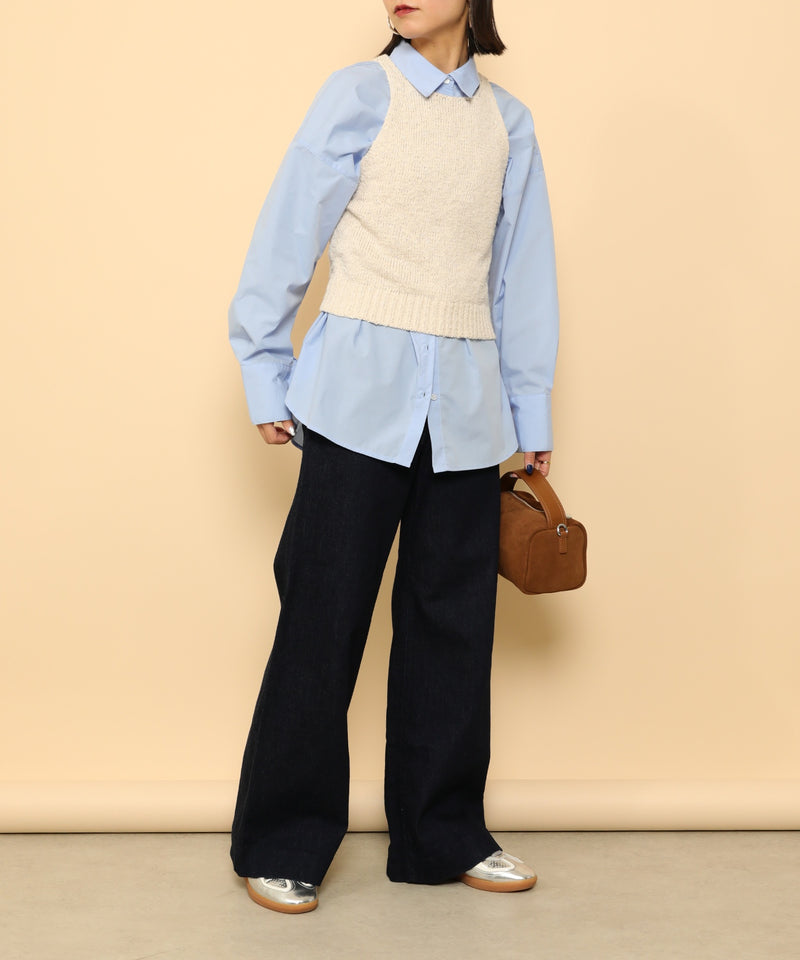 オーバーサイズ ベーシック シャツブラウス ストライプ 無地