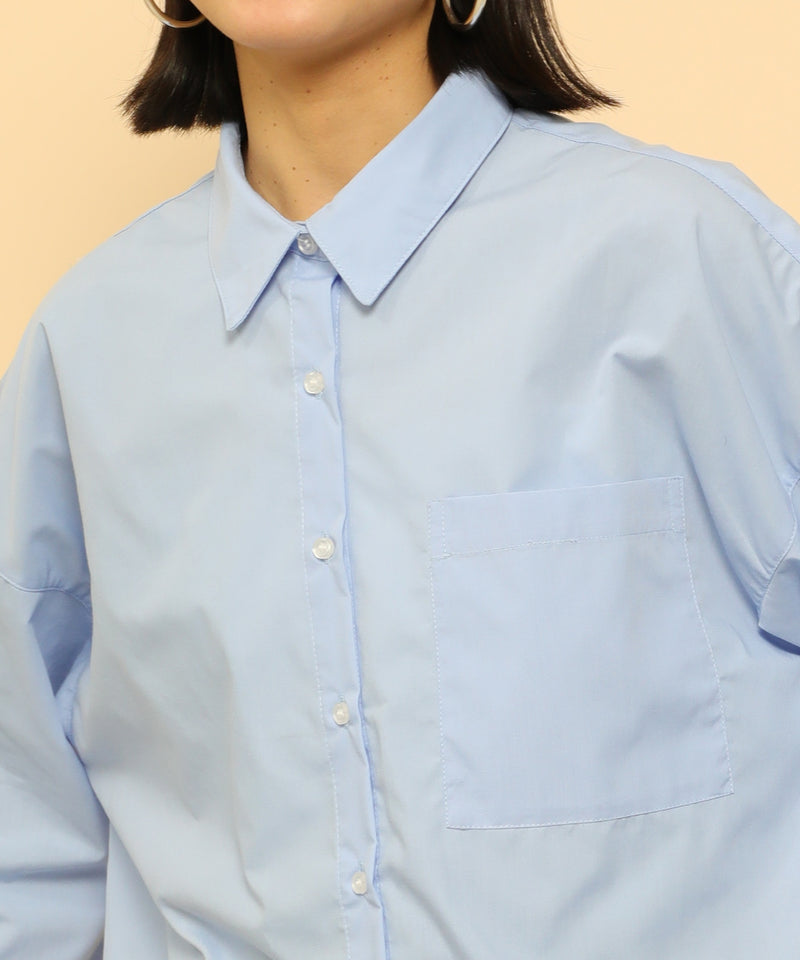 オーバーサイズ ベーシック シャツブラウス ストライプ 無地