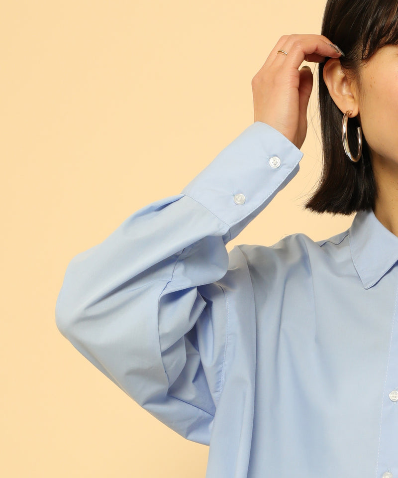 オーバーサイズ ベーシック シャツブラウス ストライプ 無地