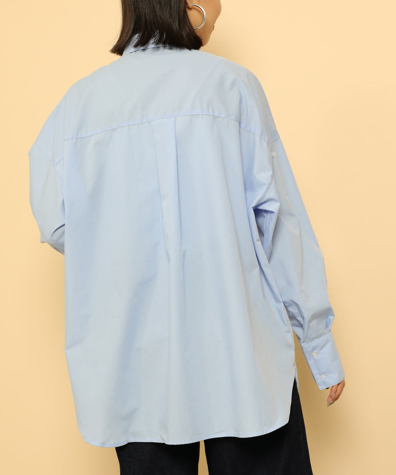 オーバーサイズ ベーシック シャツブラウス ストライプ 無地