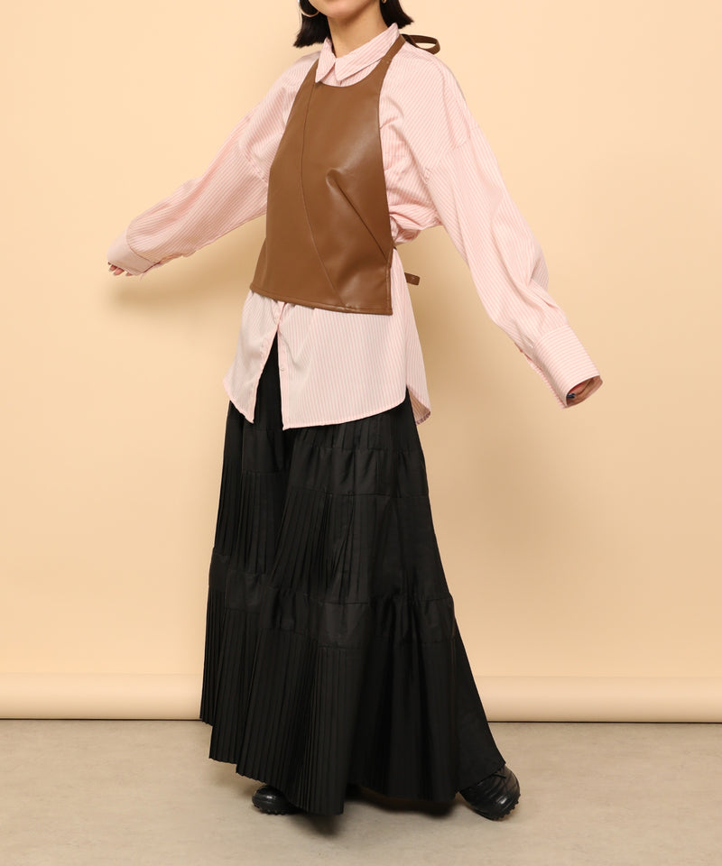 オーバーサイズ ベーシック シャツブラウス ストライプ 無地