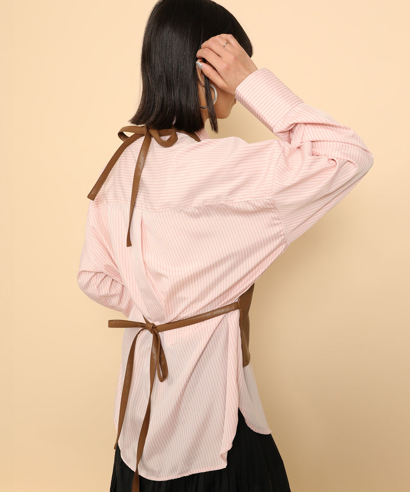 オーバーサイズ ベーシック シャツブラウス ストライプ 無地