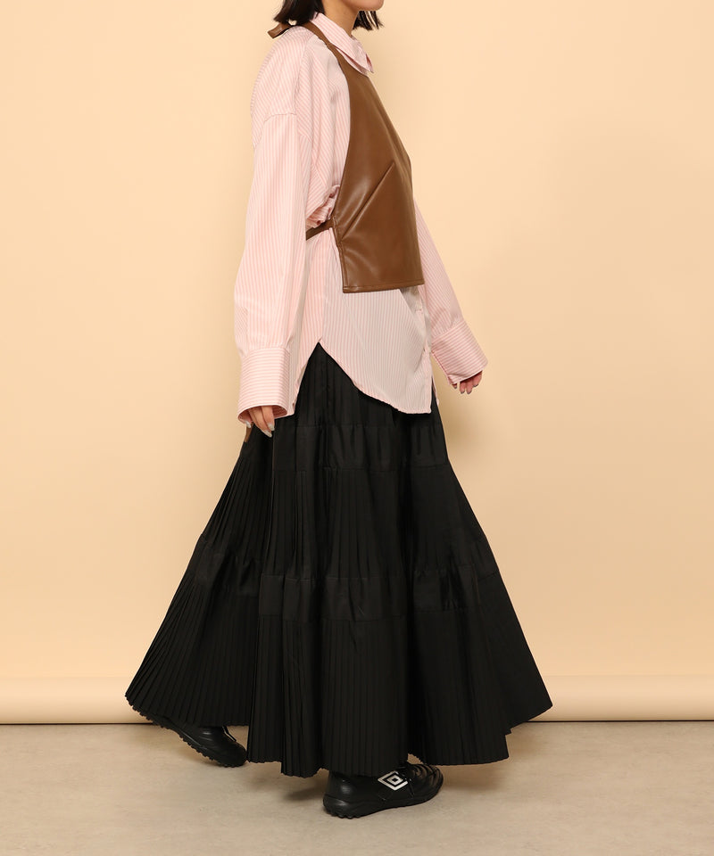 オーバーサイズ ベーシック シャツブラウス ストライプ 無地