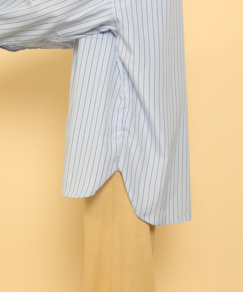 オーバーサイズ ベーシック シャツブラウス ストライプ 無地