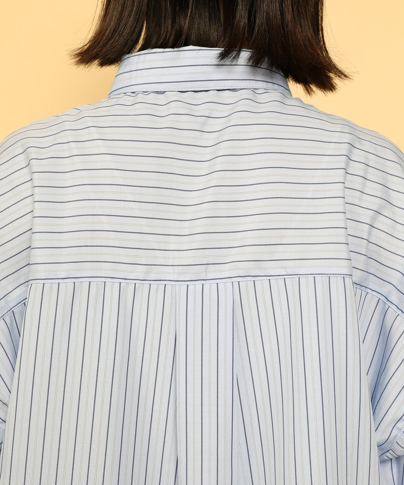 オーバーサイズ ベーシック シャツブラウス ストライプ 無地