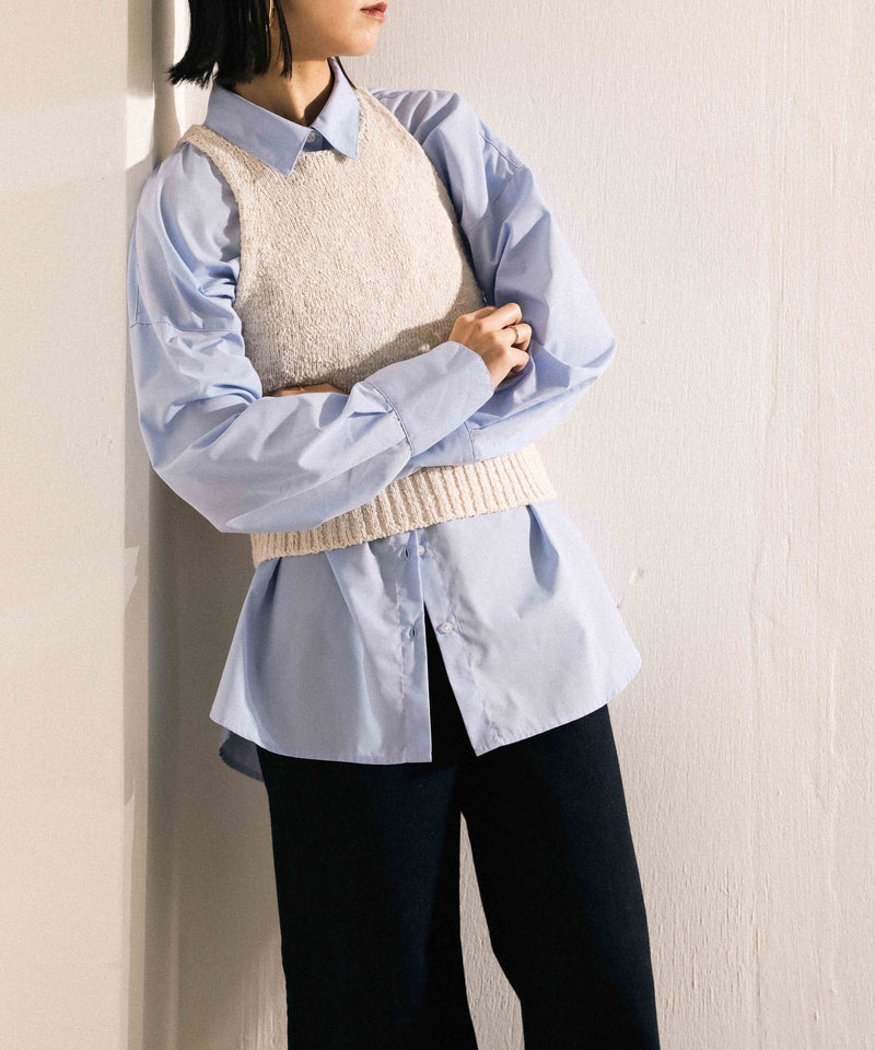 オーバーサイズ ベーシック シャツブラウス ストライプ 無地