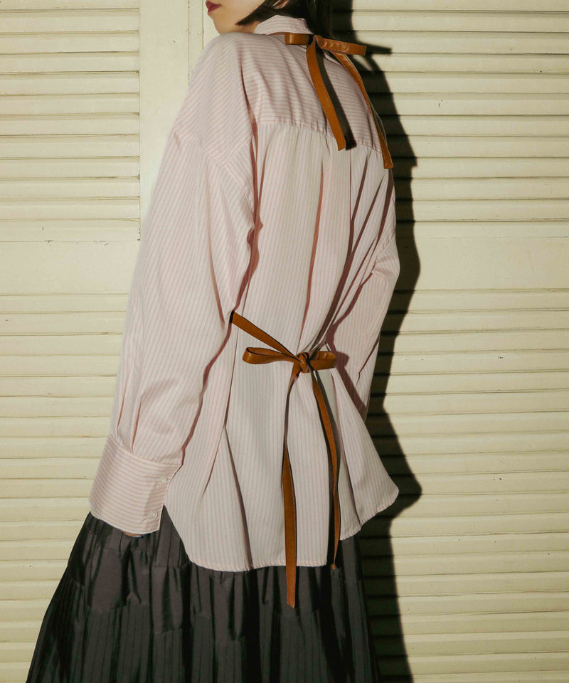 オーバーサイズ ベーシック シャツブラウス ストライプ 無地