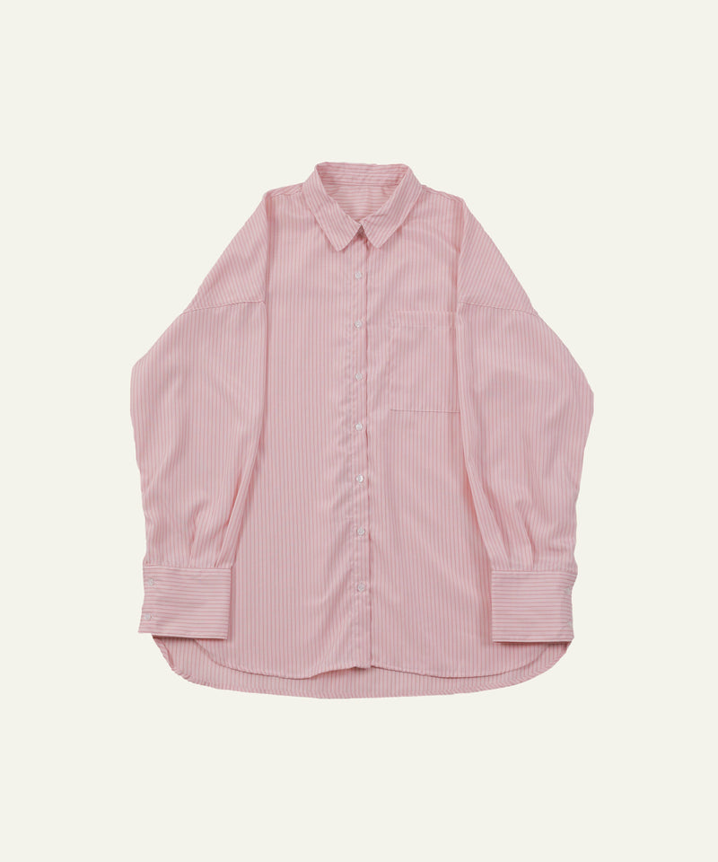 オーバーサイズ ベーシック シャツブラウス ストライプ 無地