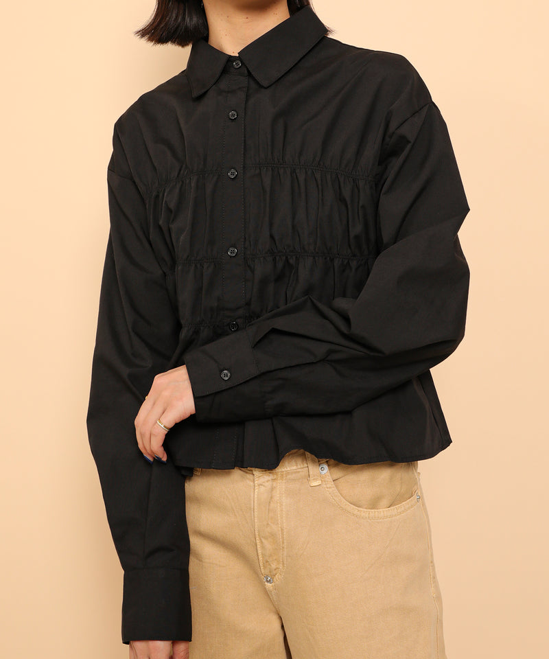 シャーリング ビスチェデザイン ショート ブラウス