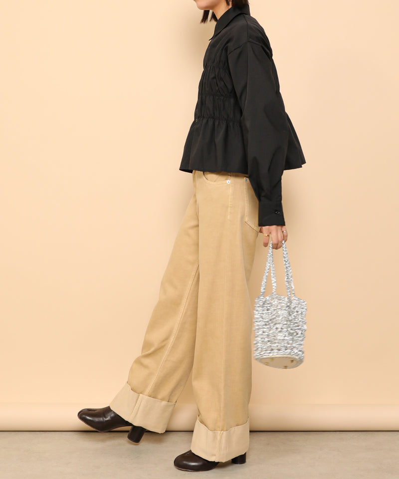 シャーリング ビスチェデザイン ショート ブラウス