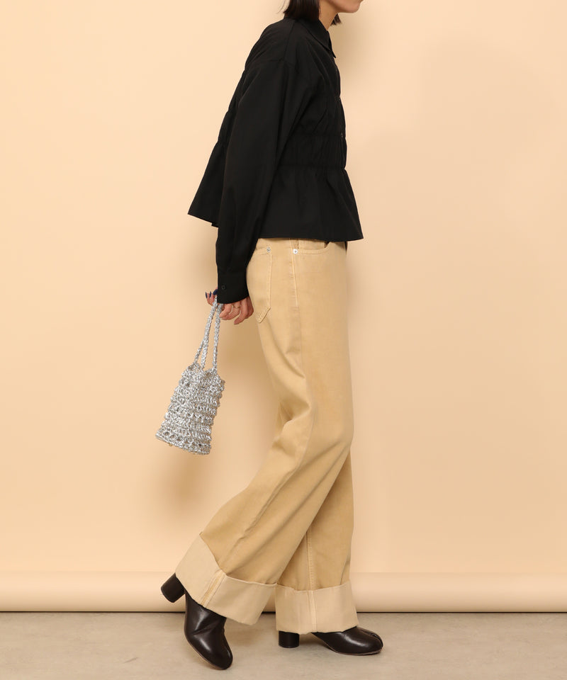 シャーリング ビスチェデザイン ショート ブラウス