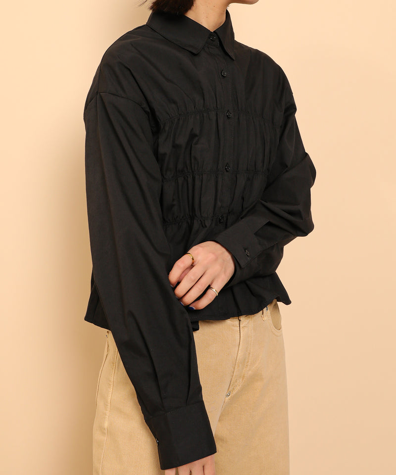 シャーリング ビスチェデザイン ショート ブラウス