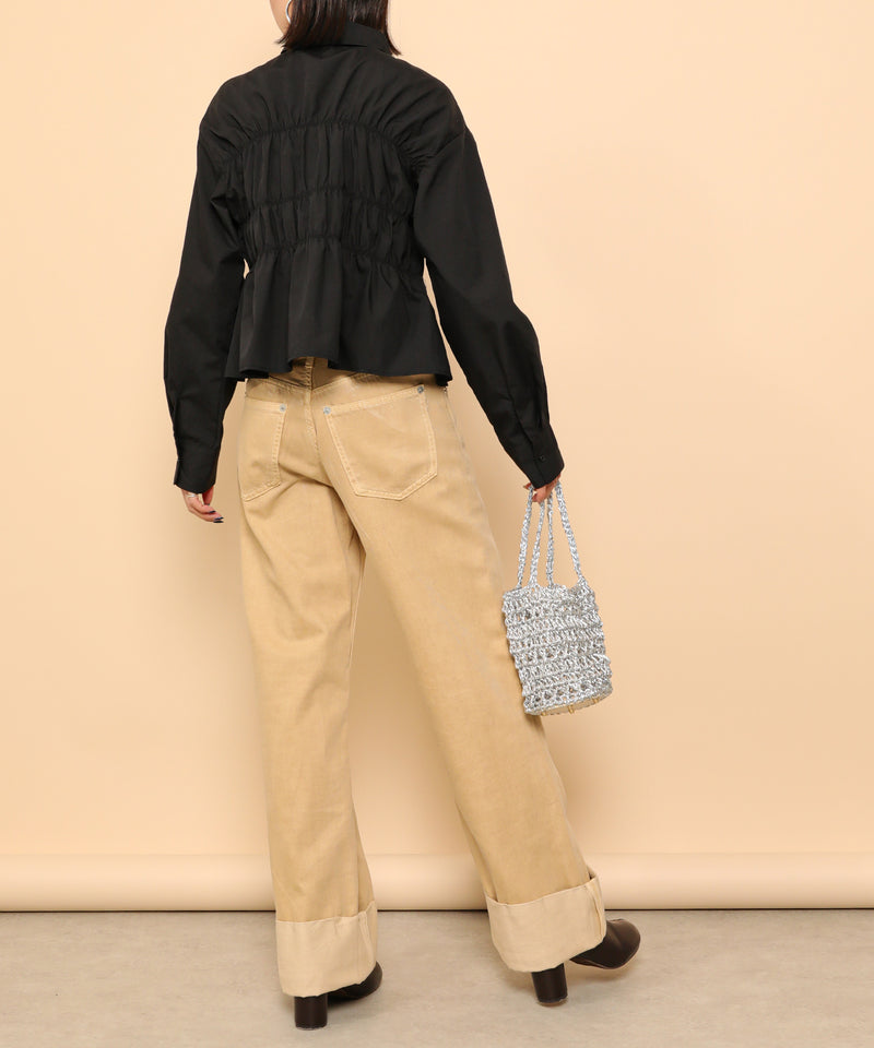 シャーリング ビスチェデザイン ショート ブラウス