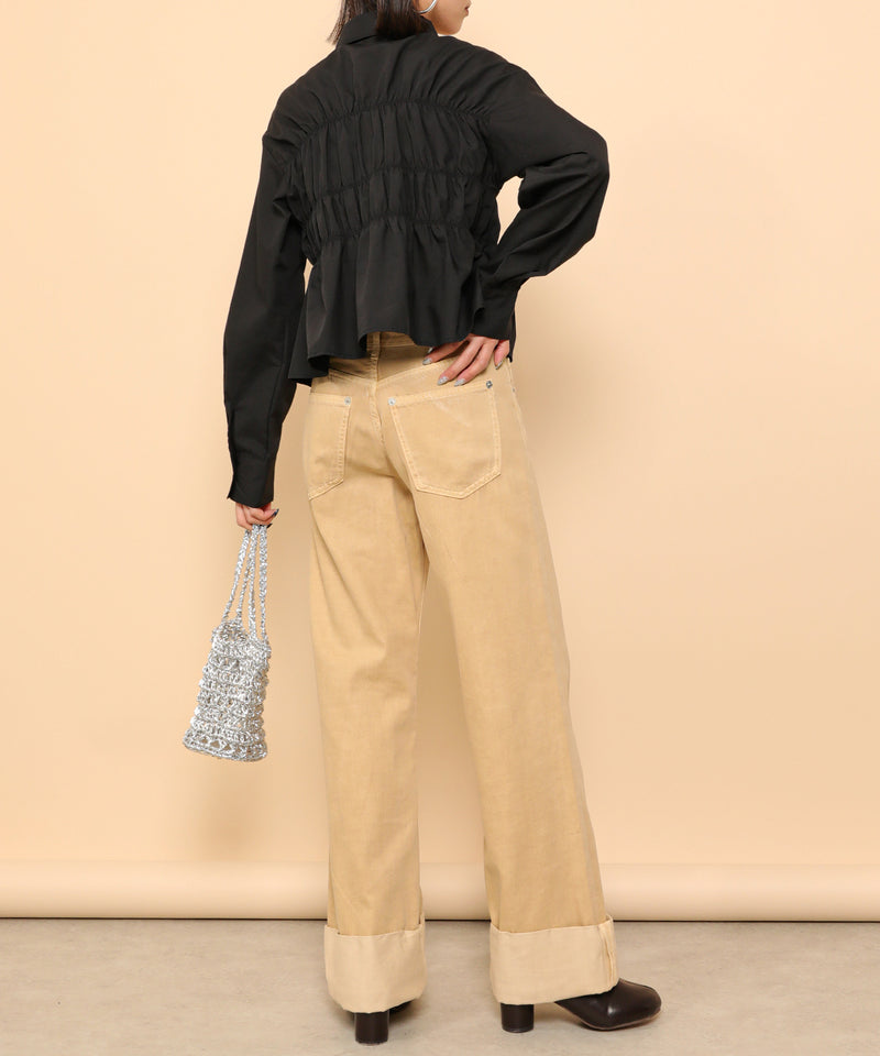 シャーリング ビスチェデザイン ショート ブラウス