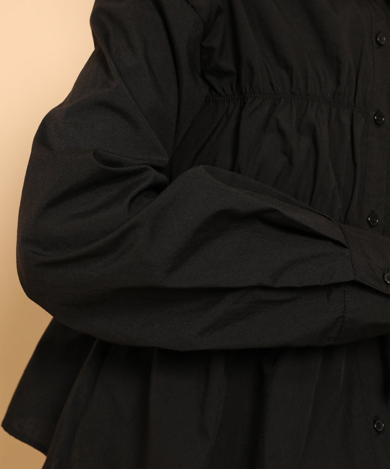 シャーリング ビスチェデザイン ショート ブラウス