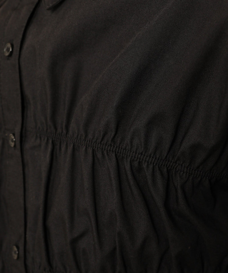 シャーリング ビスチェデザイン ショート ブラウス