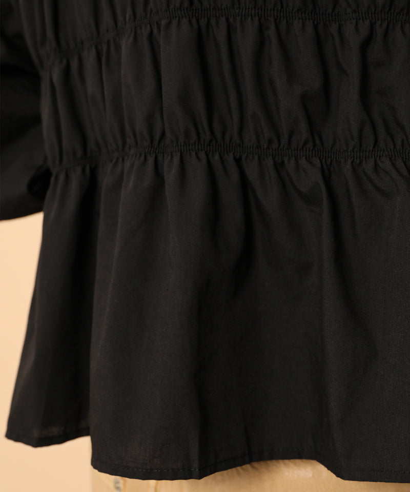 シャーリング ビスチェデザイン ショート ブラウス