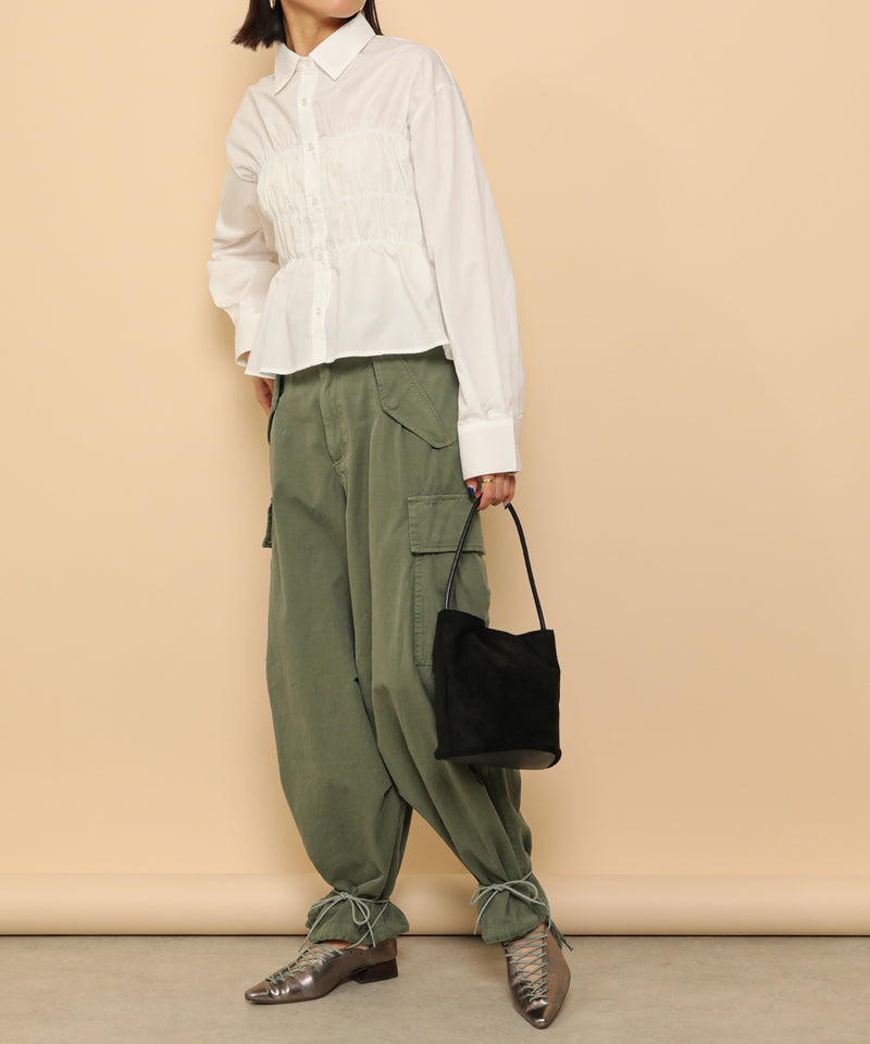 シャーリング ビスチェデザイン ショート ブラウス