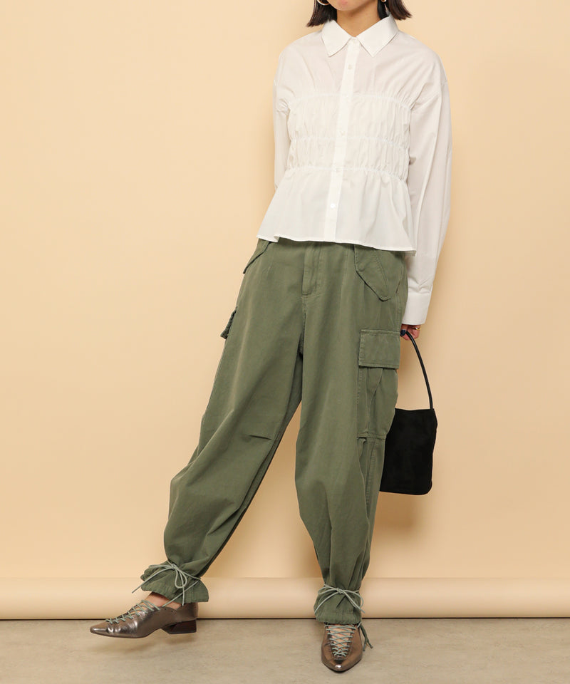 シャーリング ビスチェデザイン ショート ブラウス