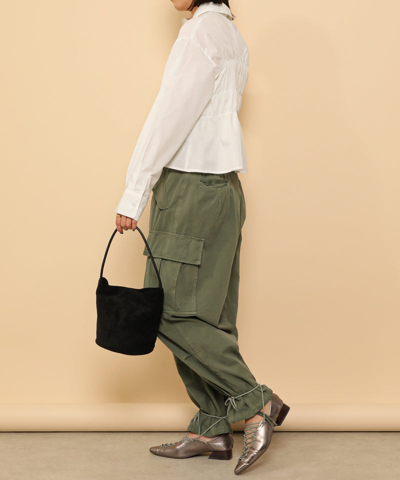 シャーリング ビスチェデザイン ショート ブラウス