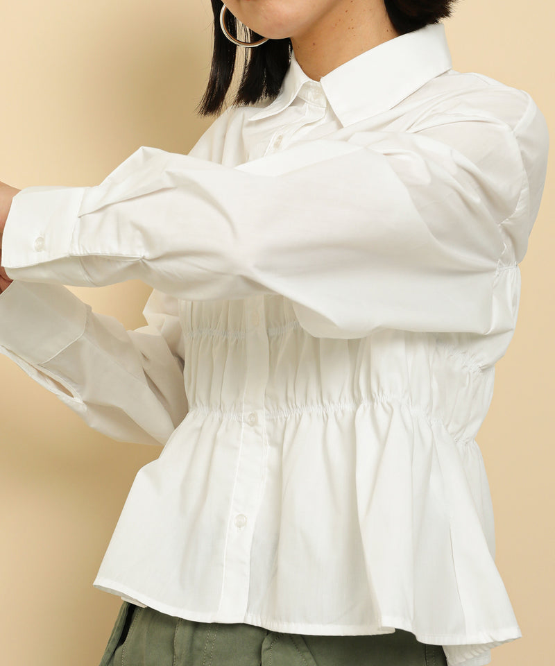 シャーリング ビスチェデザイン ショート ブラウス